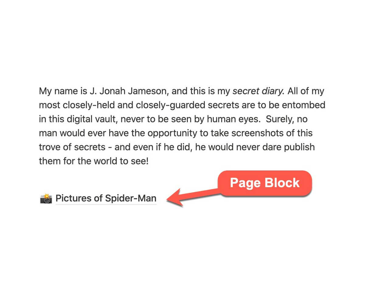 A page block shown on a parent page.