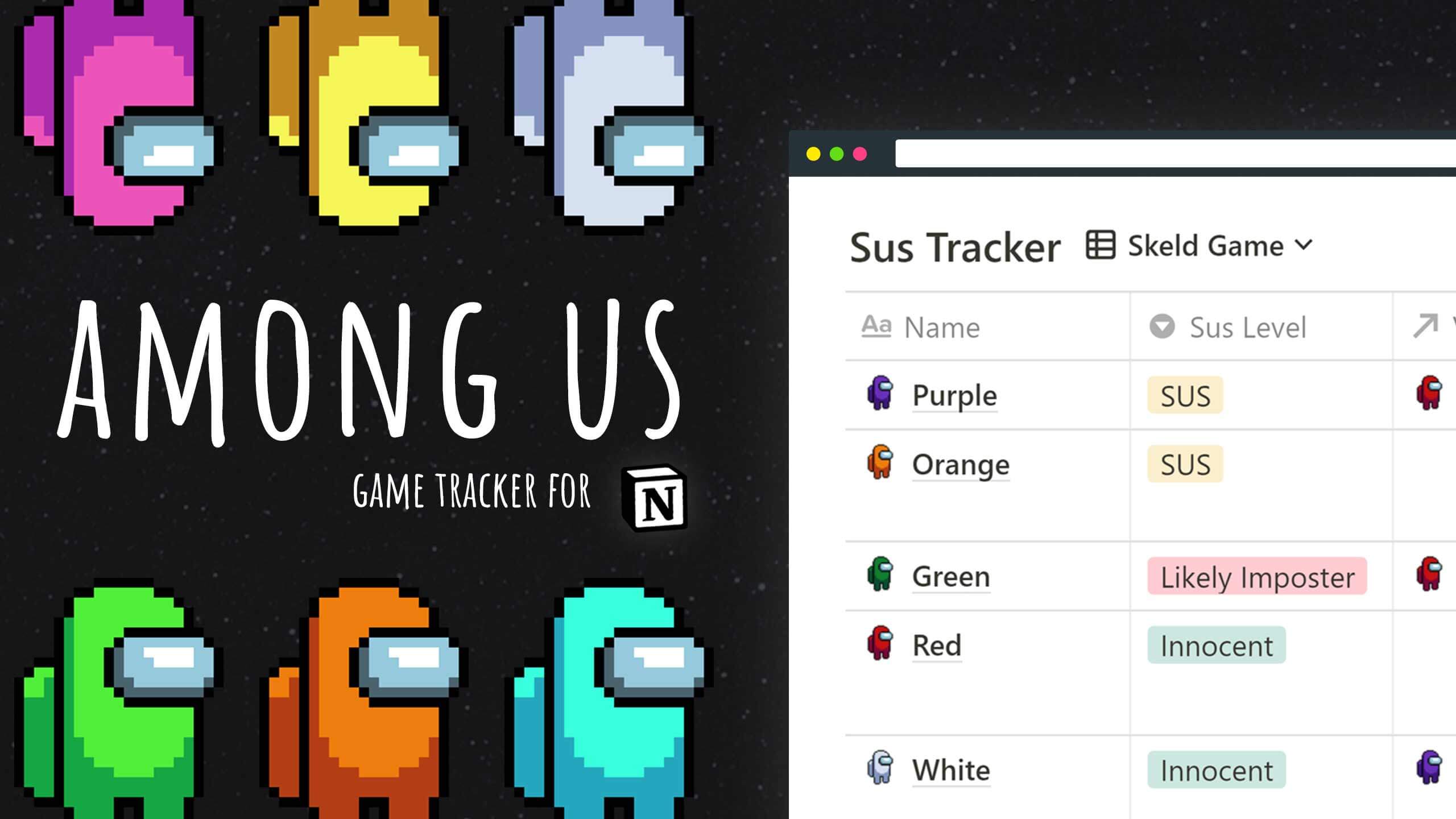 Among Us Game Tracker Template for Notion