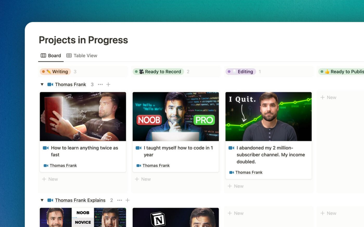 Project Manager page