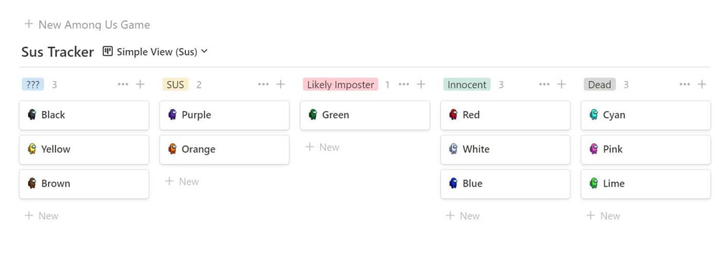 The Among Us Game Tracker Template For Notion