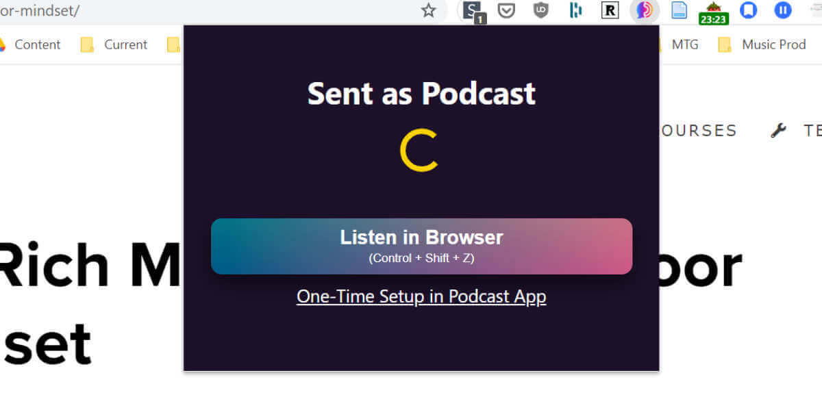 AudioBlogs browser extension screenshot