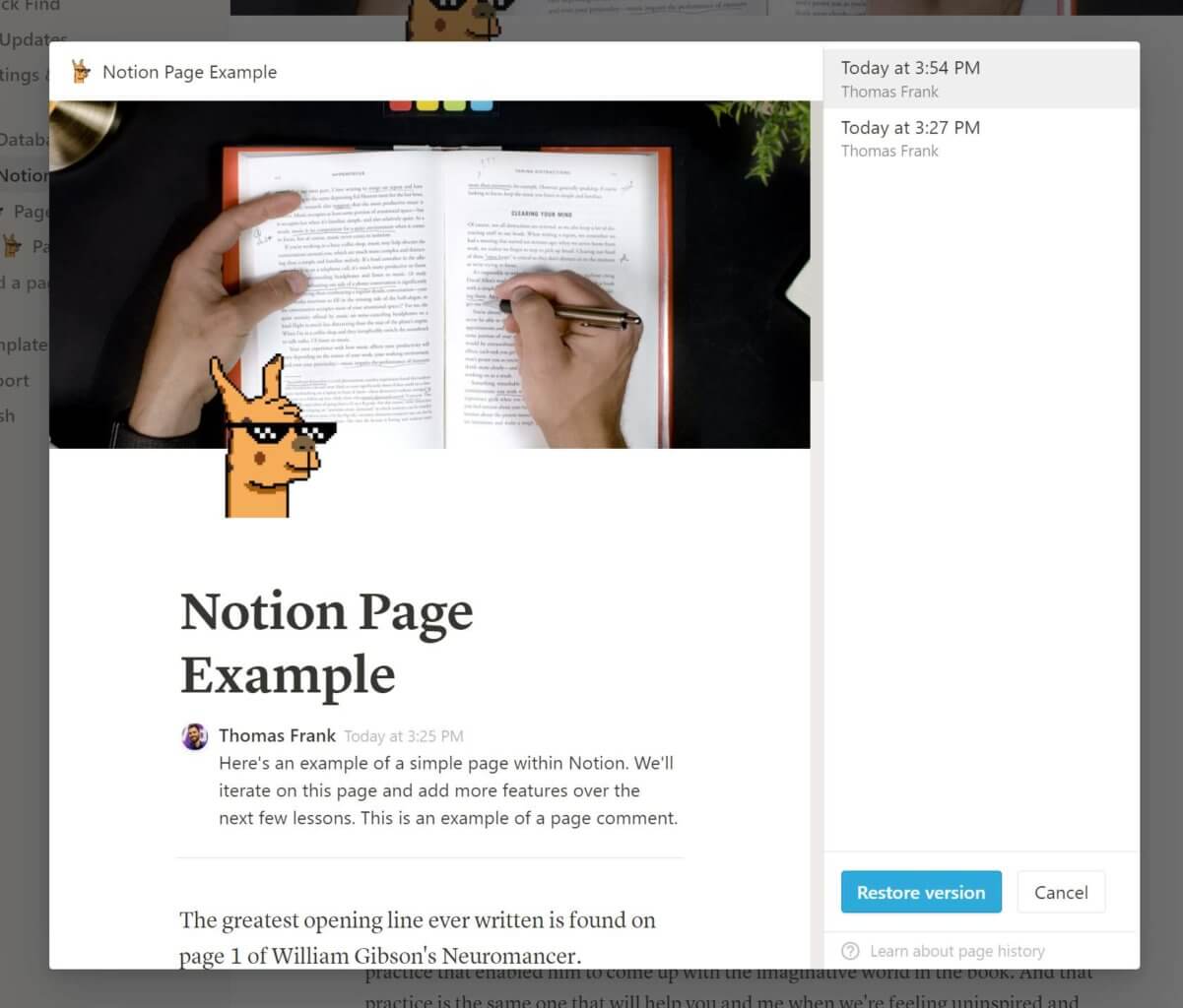 Page History in Notion