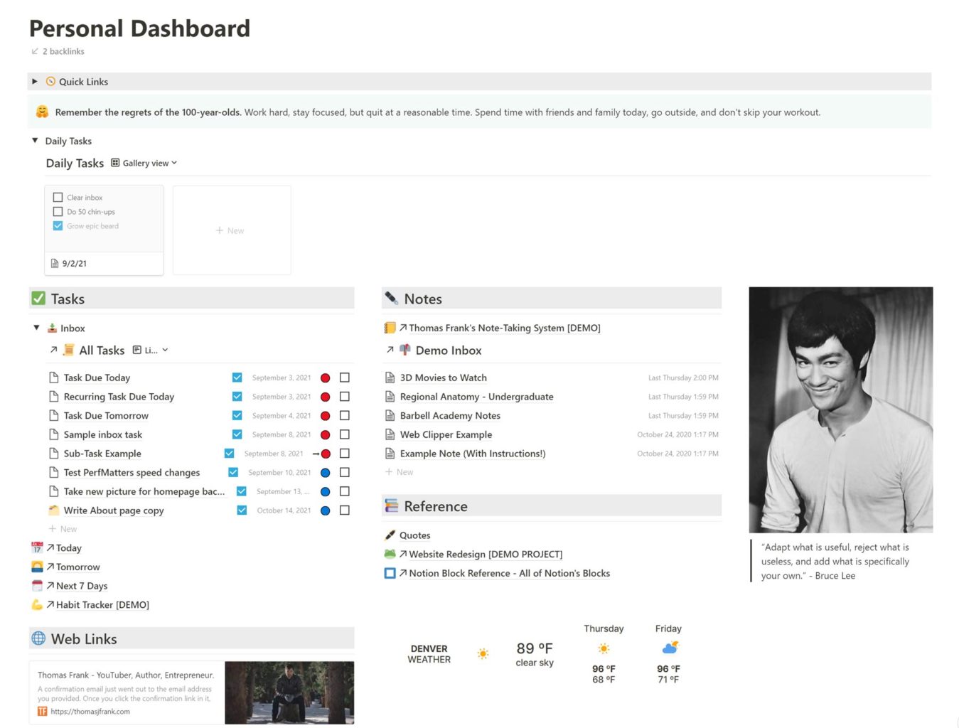 Build A Personal Dashboard In Notion Free Template 