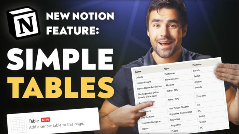 Notion Simple Tables Feature
