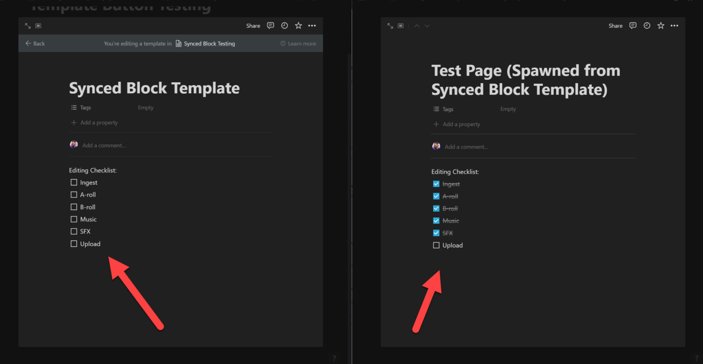 Synced block in database template