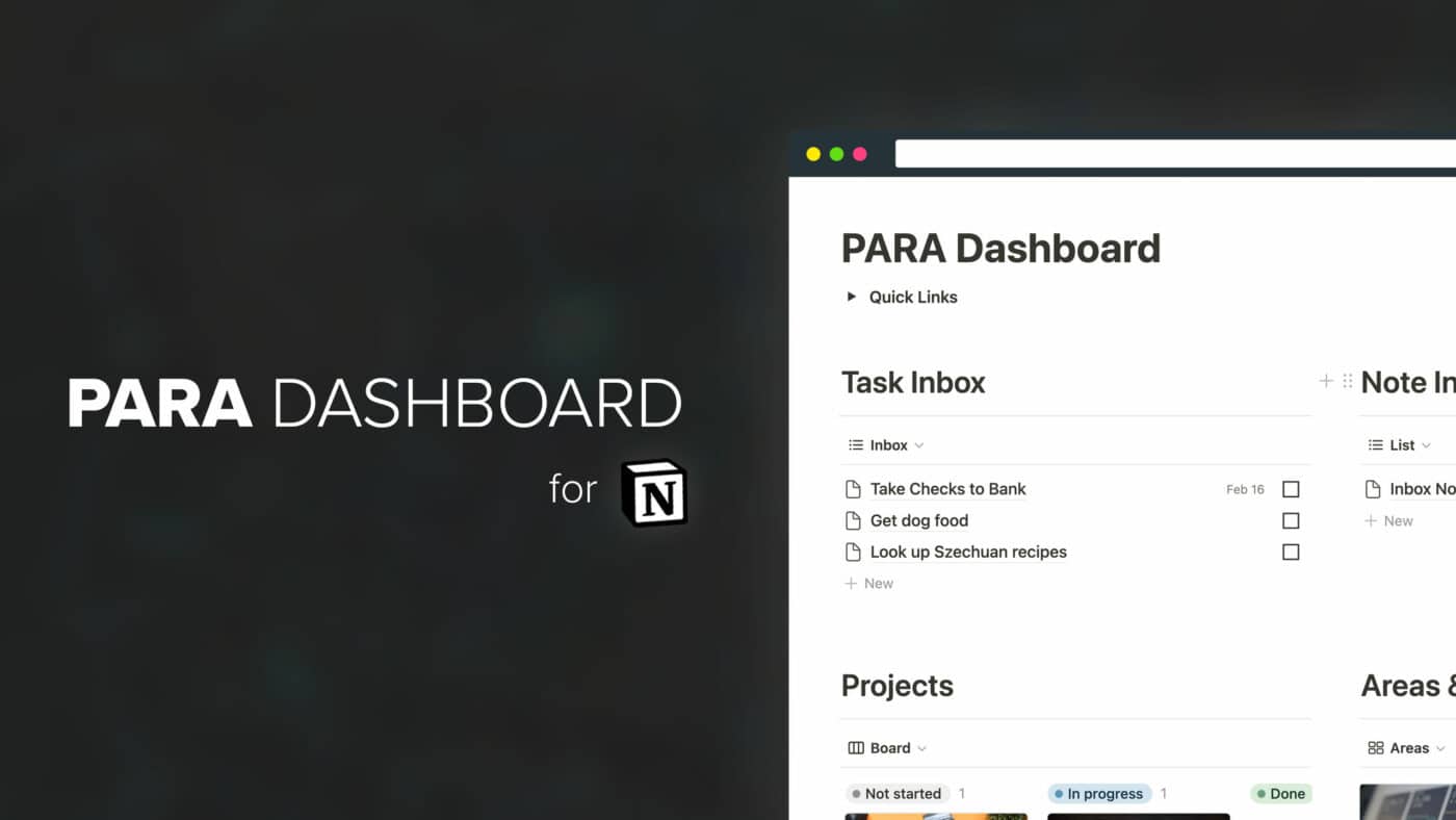 PARA Dashboard for Notion - by Thomas Frank
