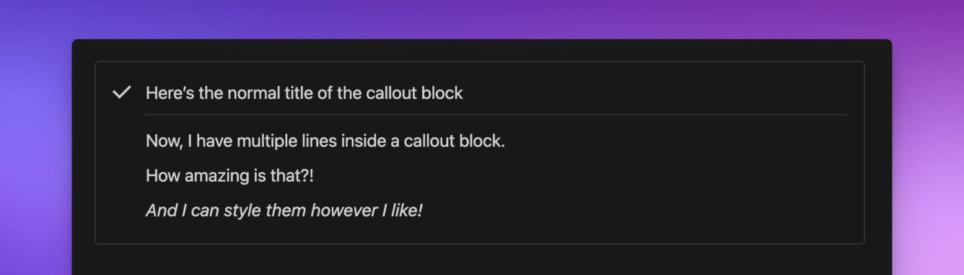 Notion screenshot showing a callout block with multiple lines of text inside it
