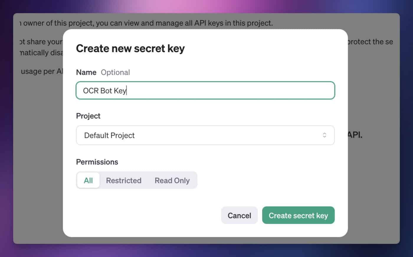 Creating an OpenAI API key