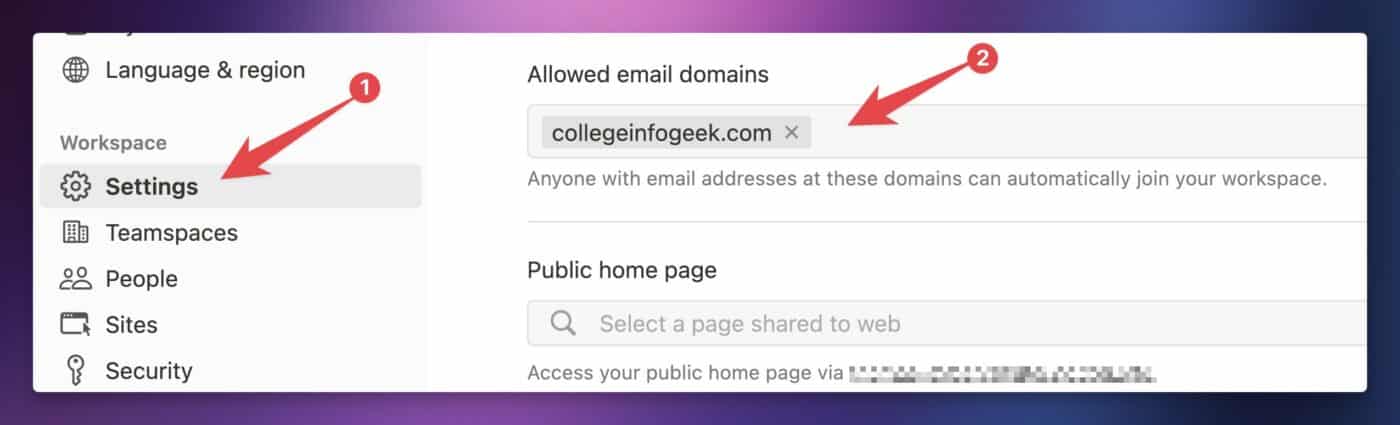 Setting an Allowed Email Domain.