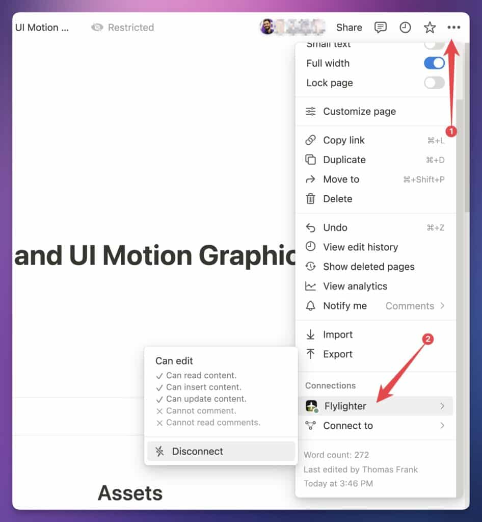 Connections in the Page menu.