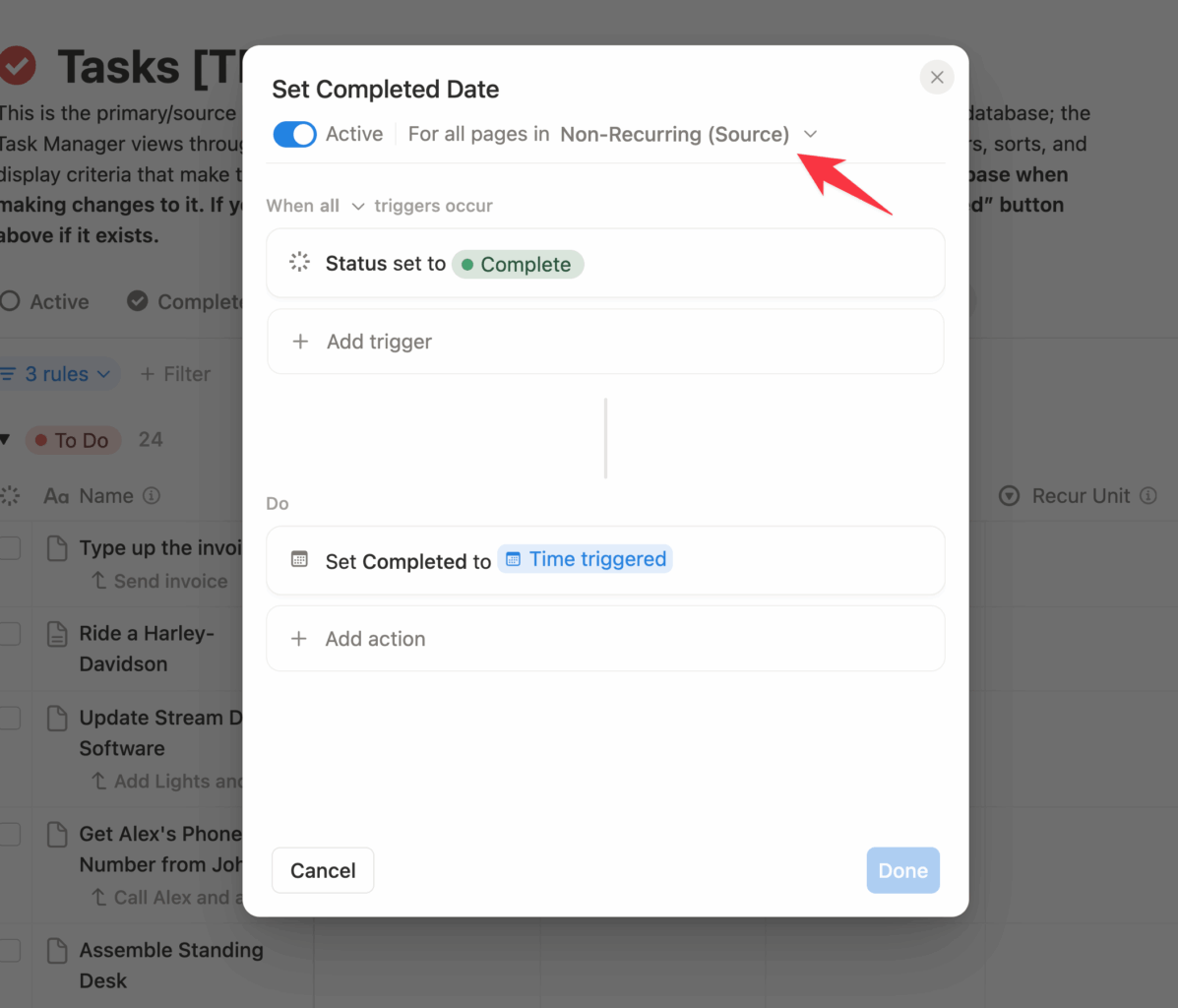 Screen shot of the automation.