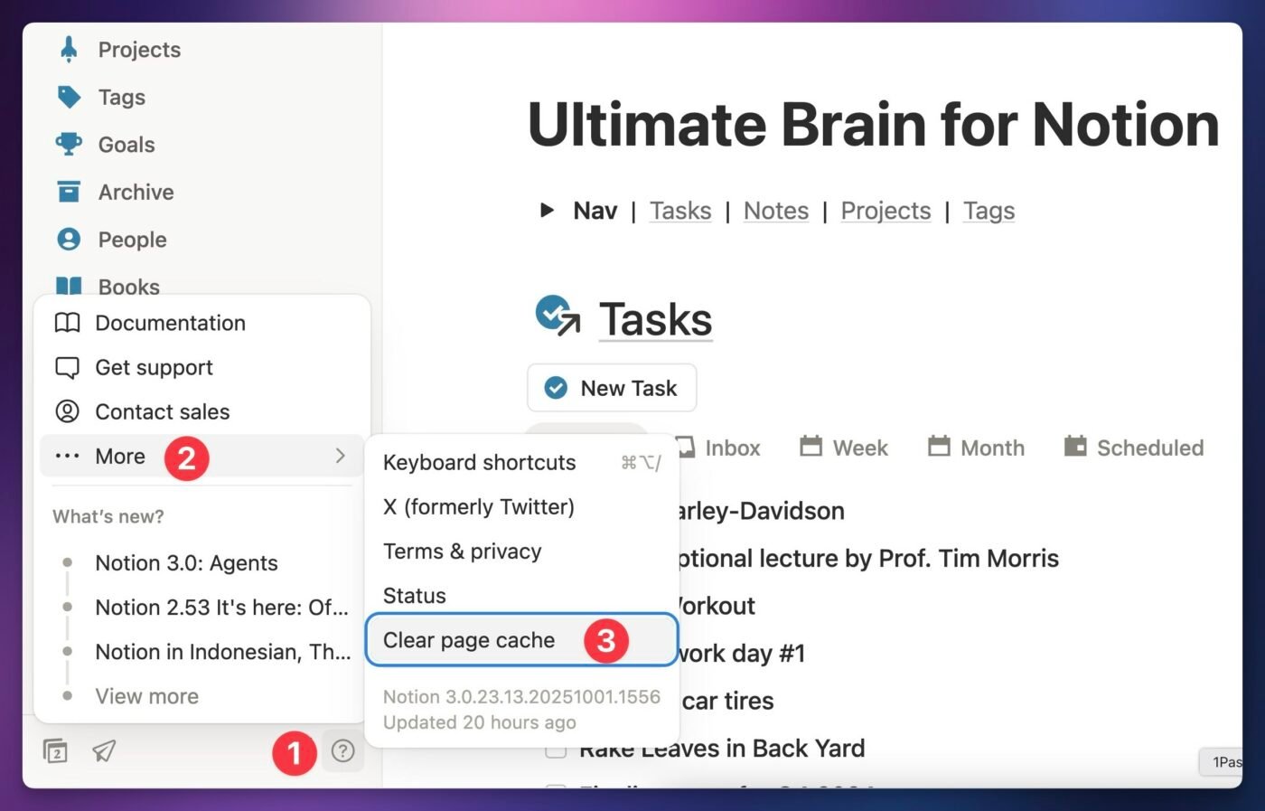 How to clear the page cache in Notion