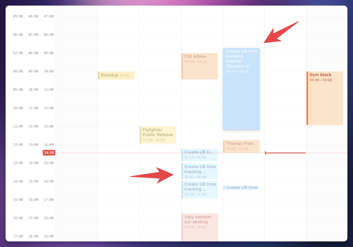 Work sessions shown in Notion Calendar's Week View.