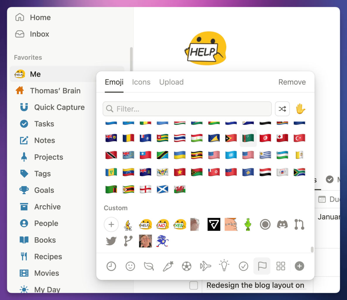 The Emoji Picker showing custom emoji.