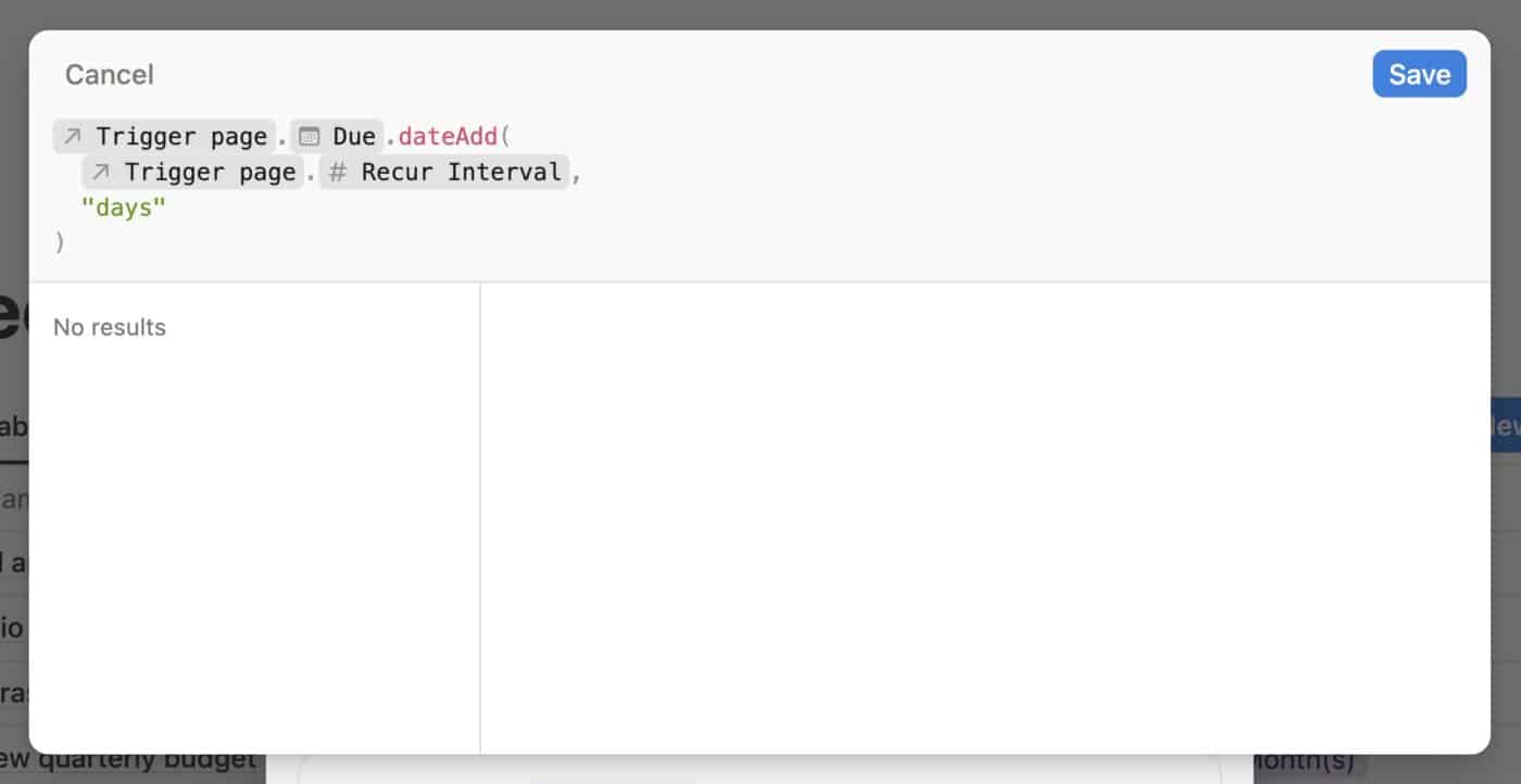 Recurring task formula in the automation.