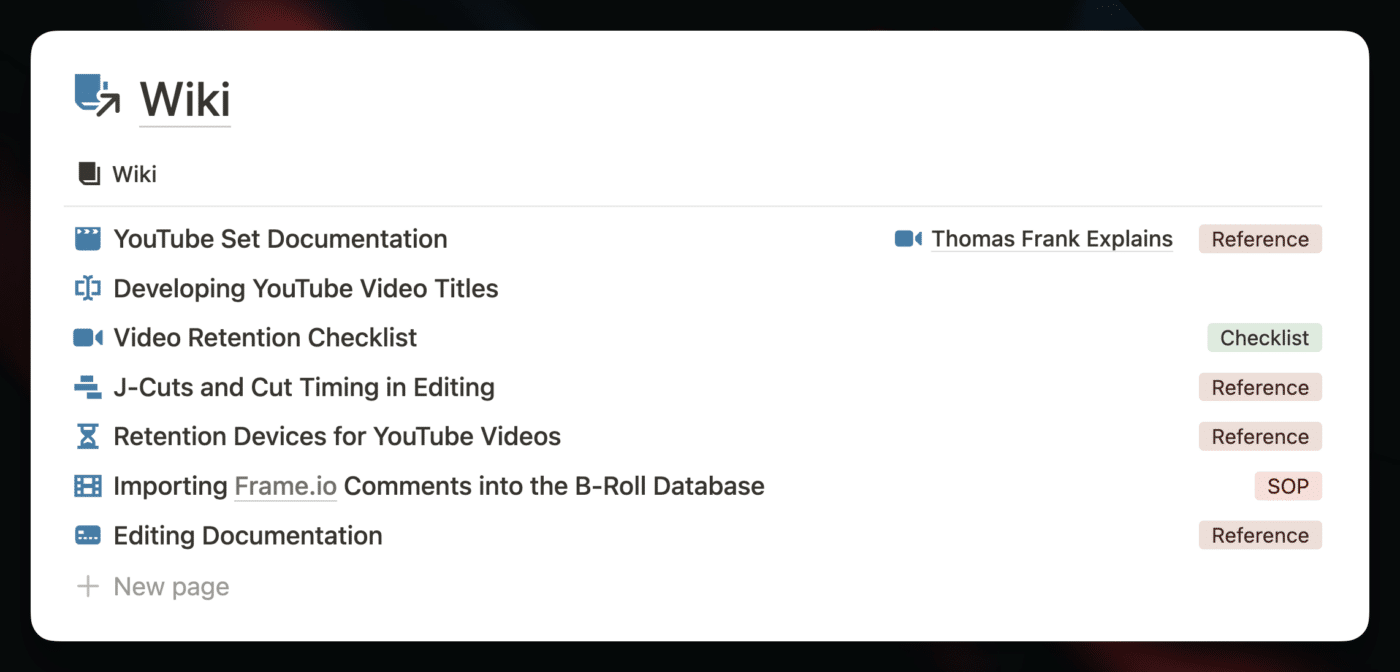The wiki section of Creator's Companion. 