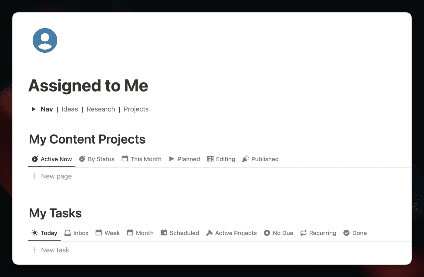 The "Assigned to Me" page.
