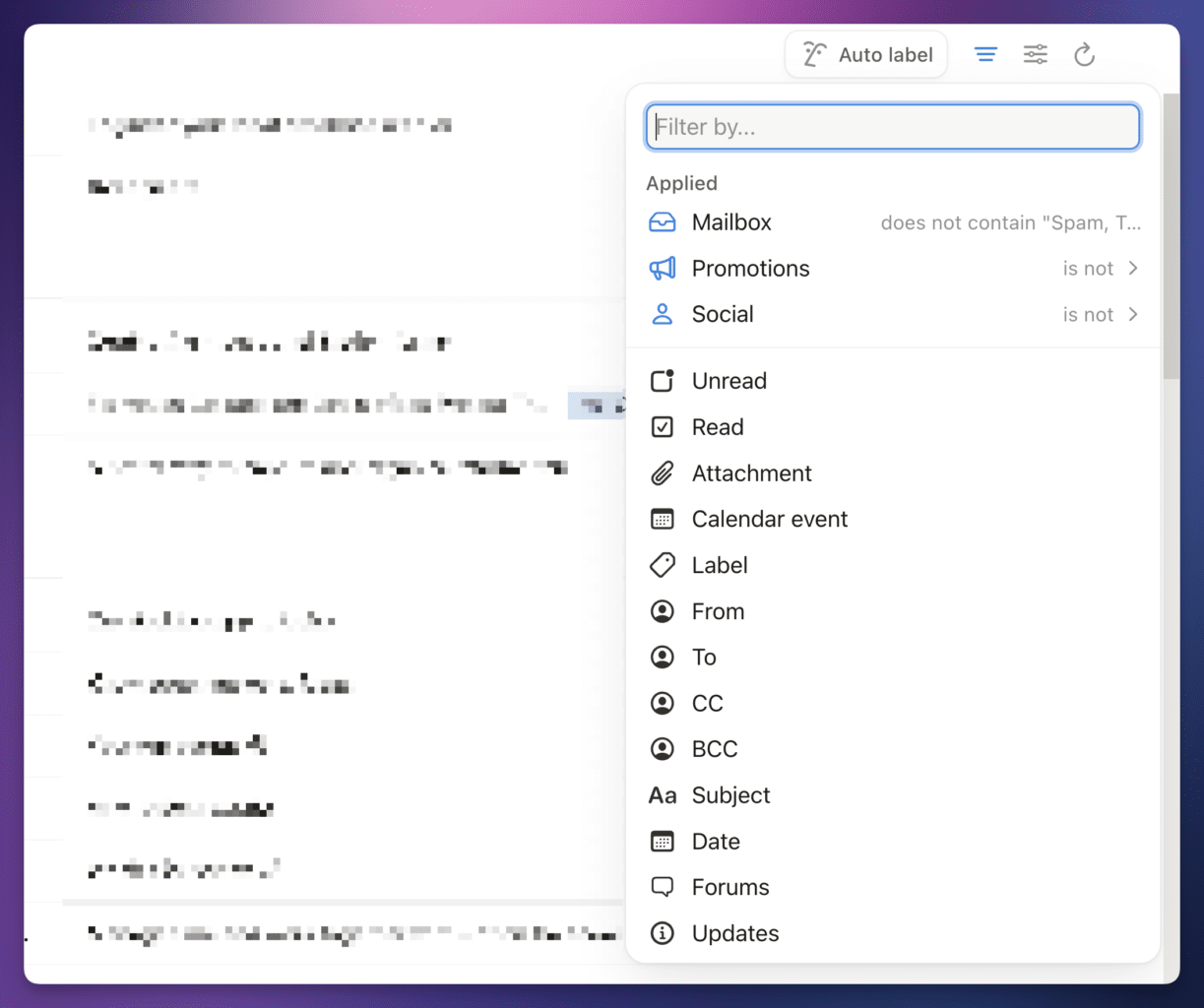 Once you've created a view, you'll be able to customize which emails show up in it by creating filters. 