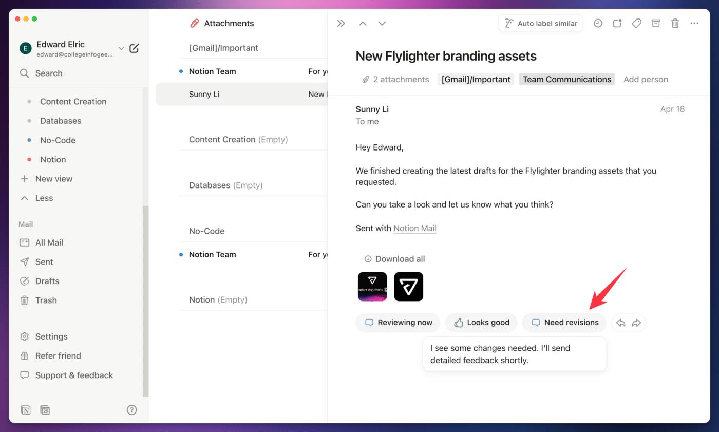 The one-click replies feature allows you to insert simple, short replies with a single click. 