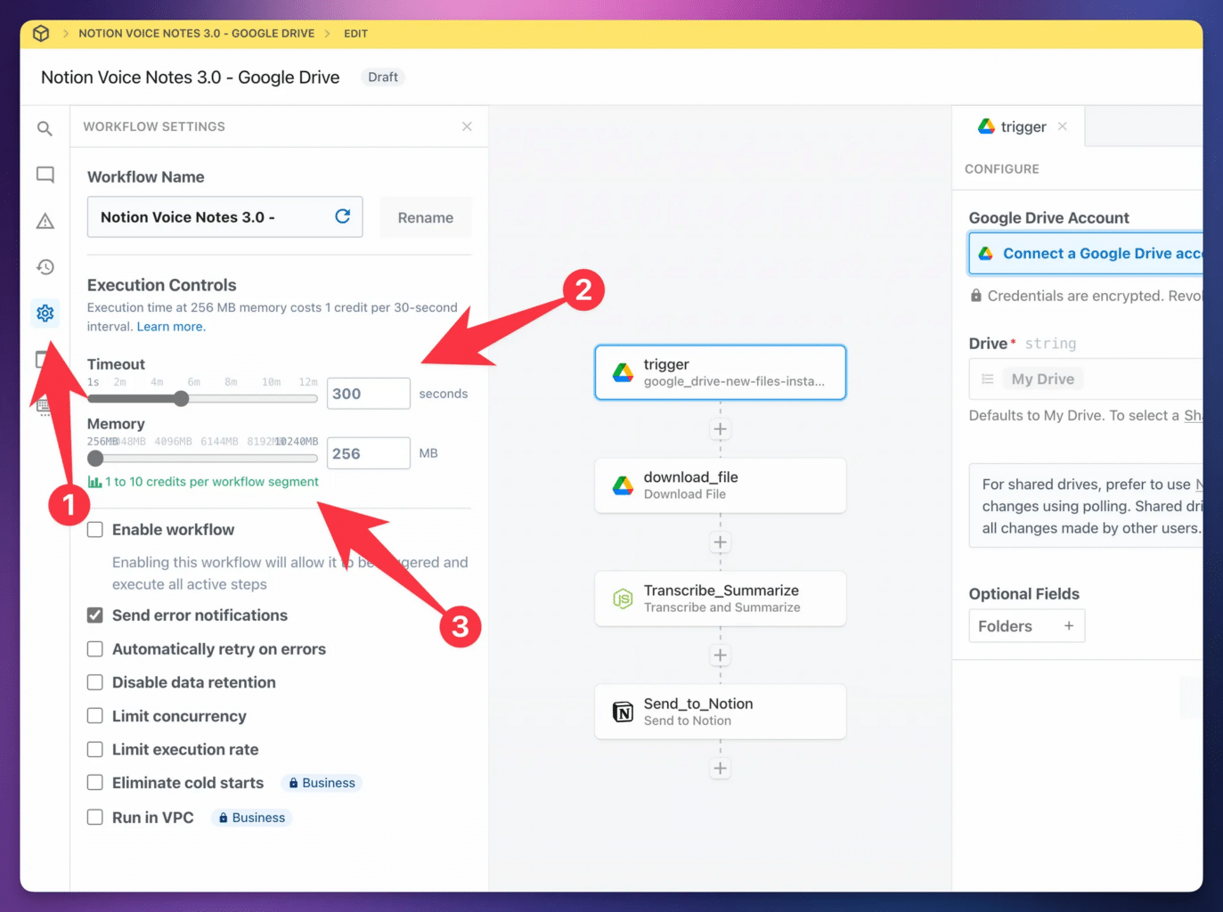 A screenshot showing how to edit the workflow Timeout setting. 