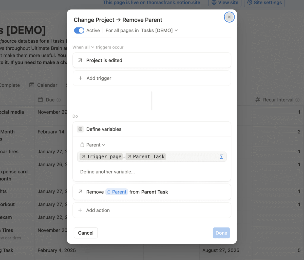 Screenshot of the automation. 