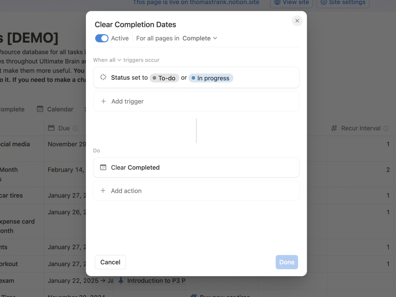 Screenshot of the automation. 