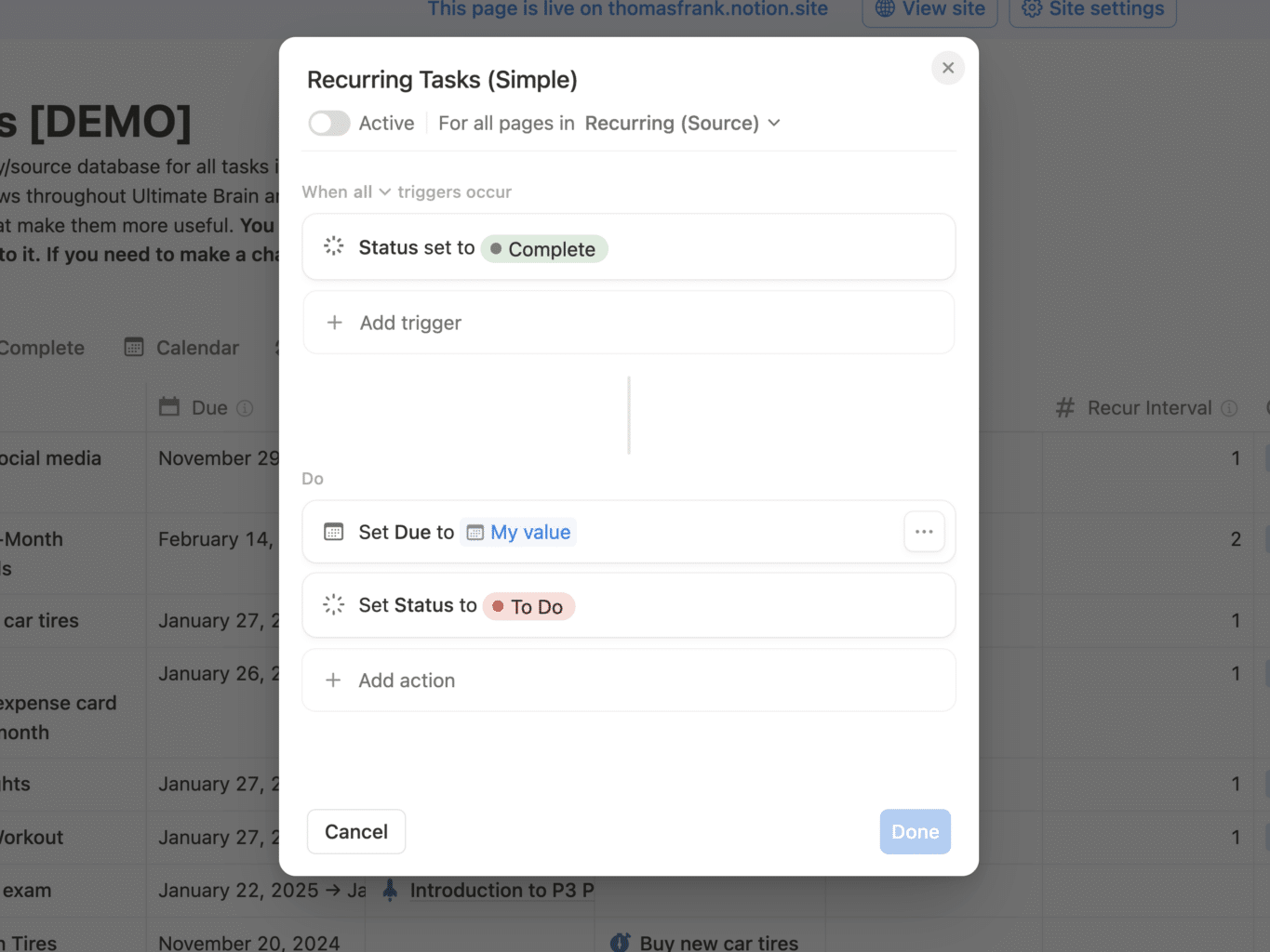 Screenshot of the automation. 