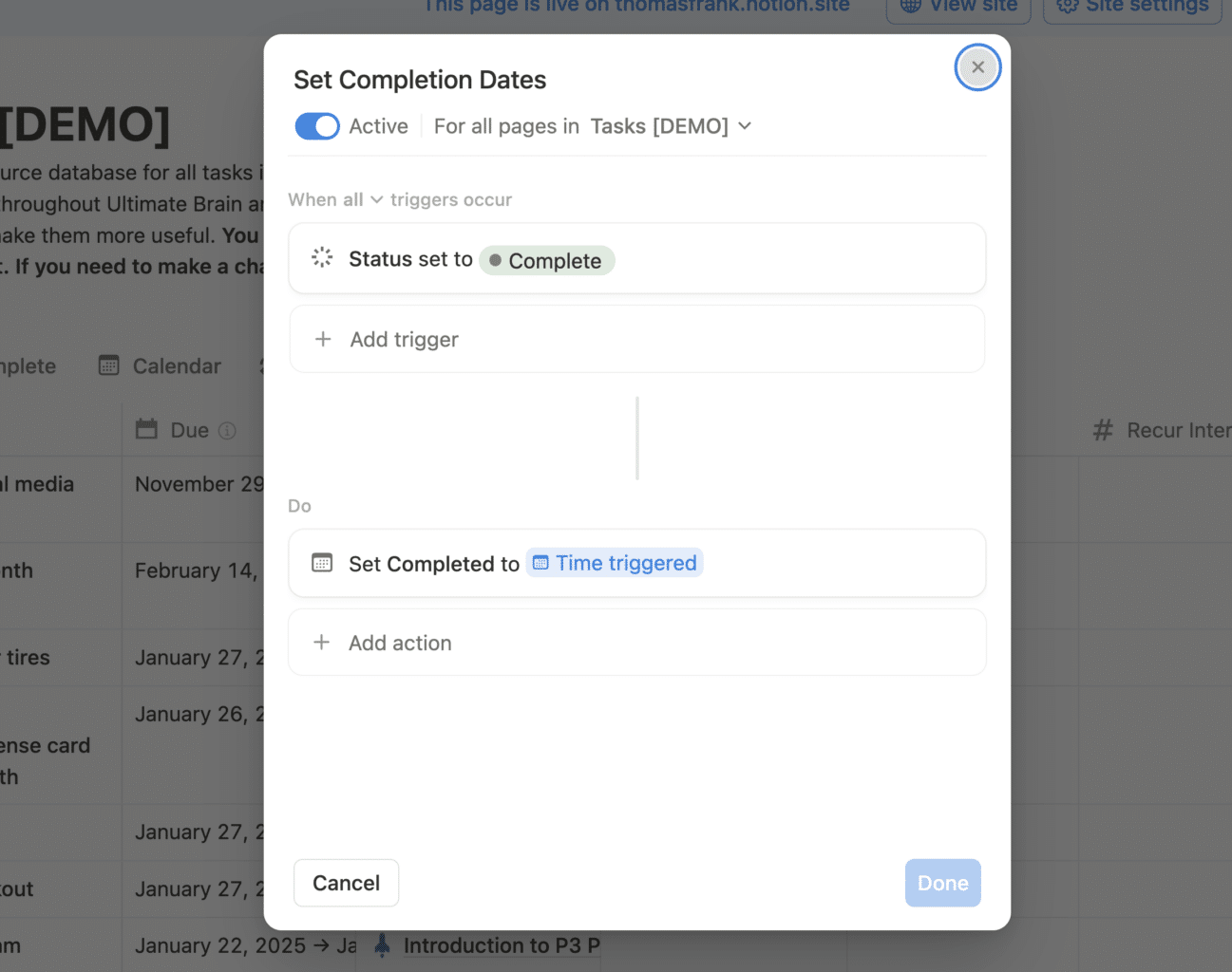 Screenshot of the automation. 
