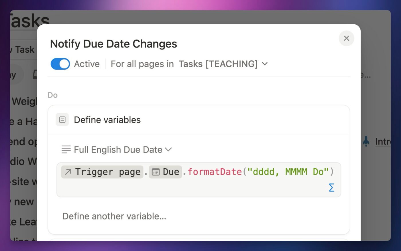 An example of a user variable.