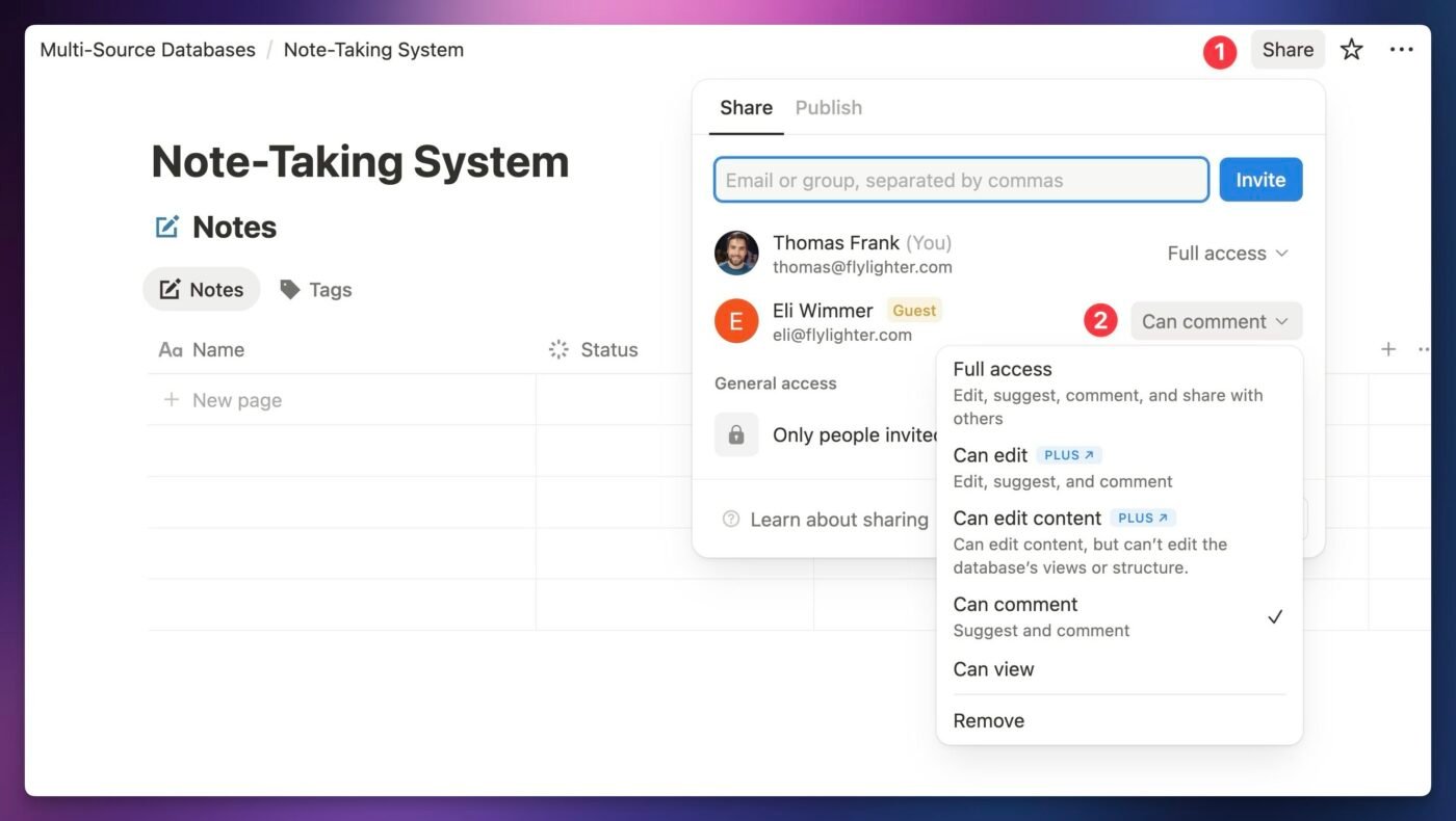 Screenshot showing how to apply permissions to a database. 