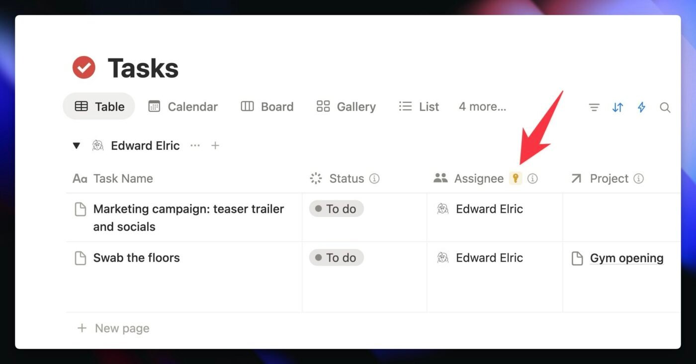 Screenshot pointing out the new key icon indicating that a property is part of a page level access rule. 
