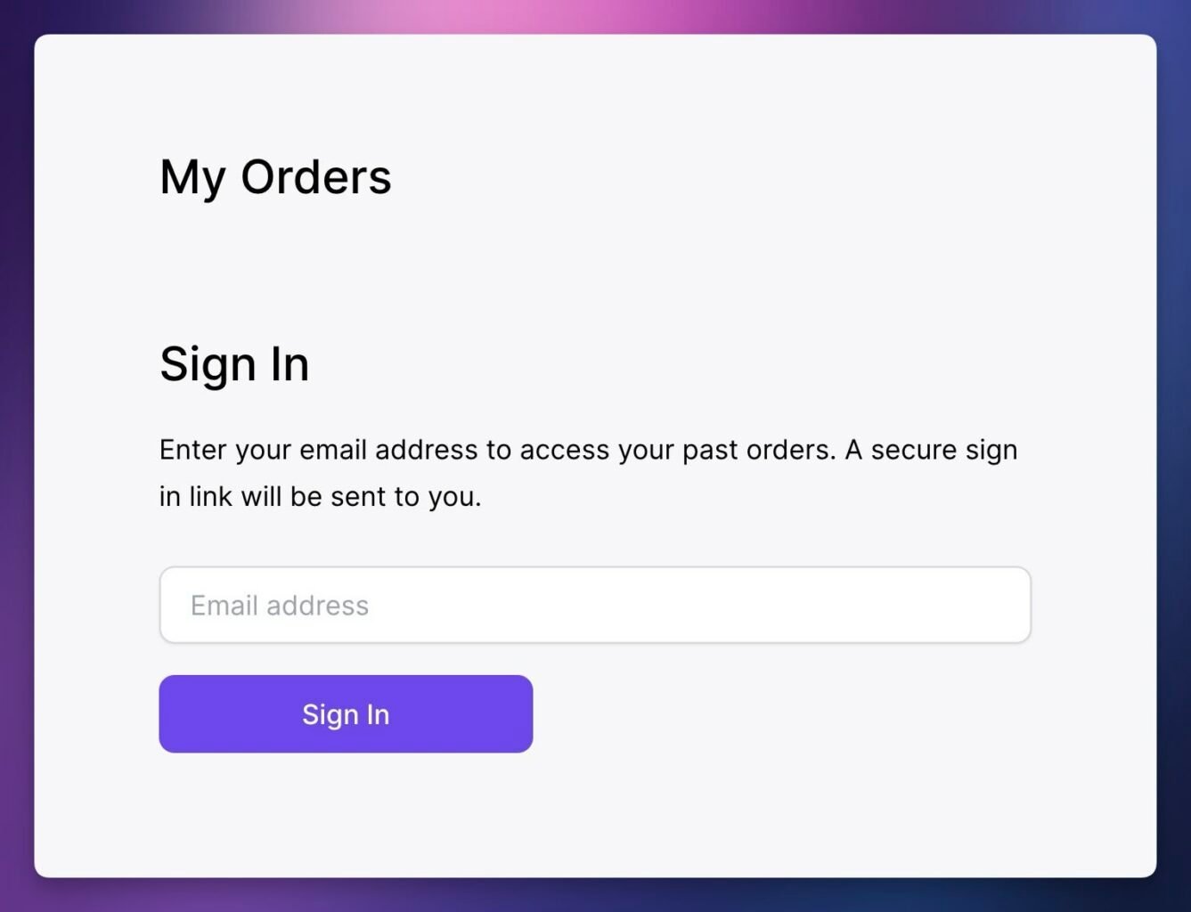 A screenshot of the sign-in field. 