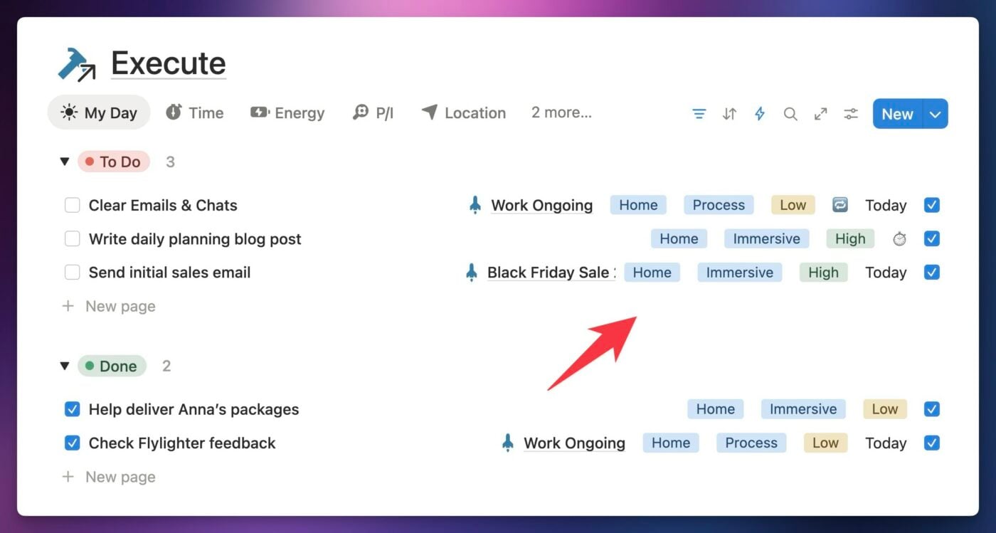 An example of context tags applied to tasks. 