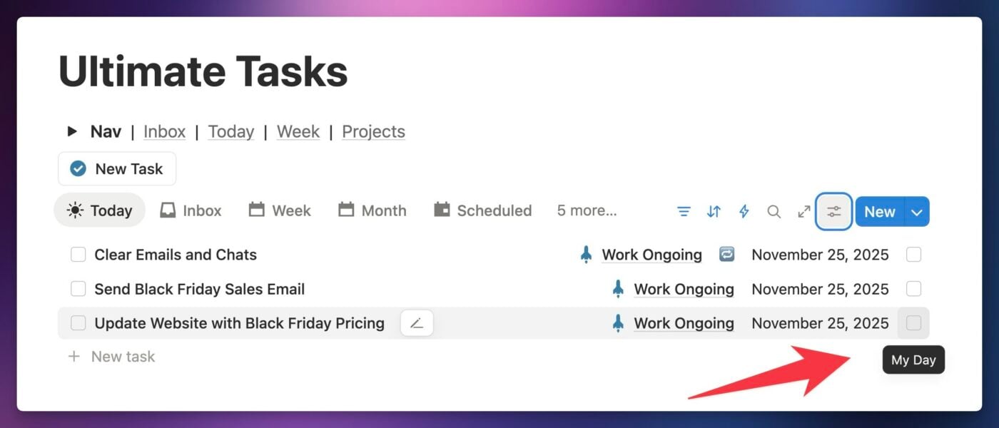 Adding the My Day checkbox to normal task manager views. 