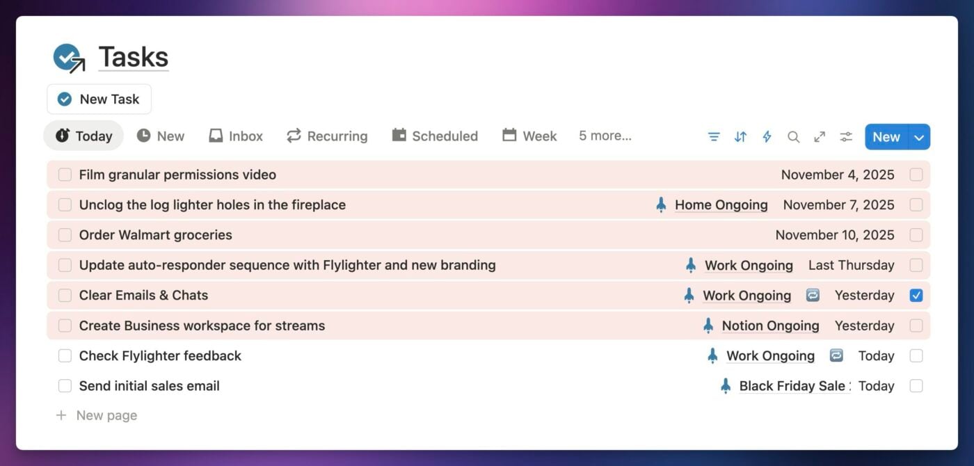 An example of what your "Due Today" view might look like when you rely on arbitrary due dates.