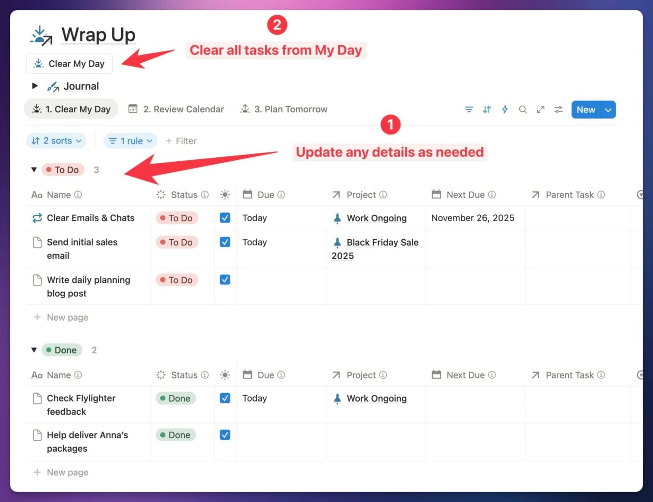 The Wrap-Up section.