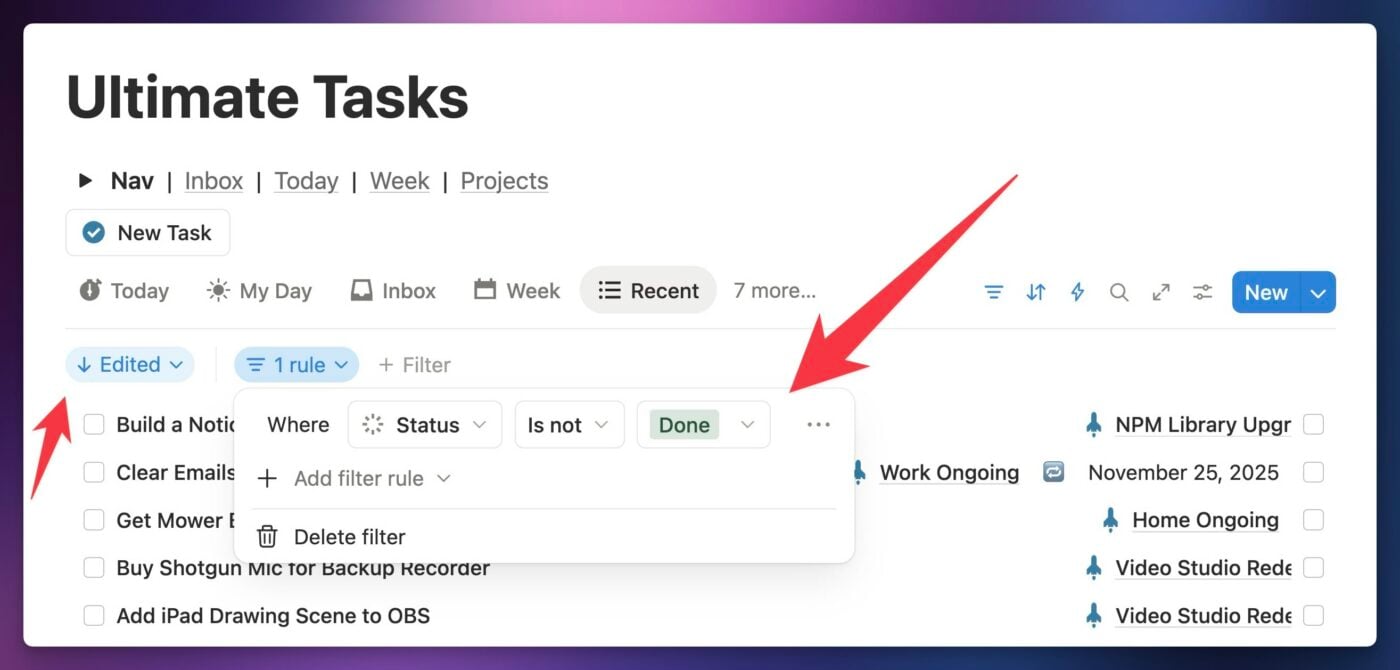Creating the Recent View.