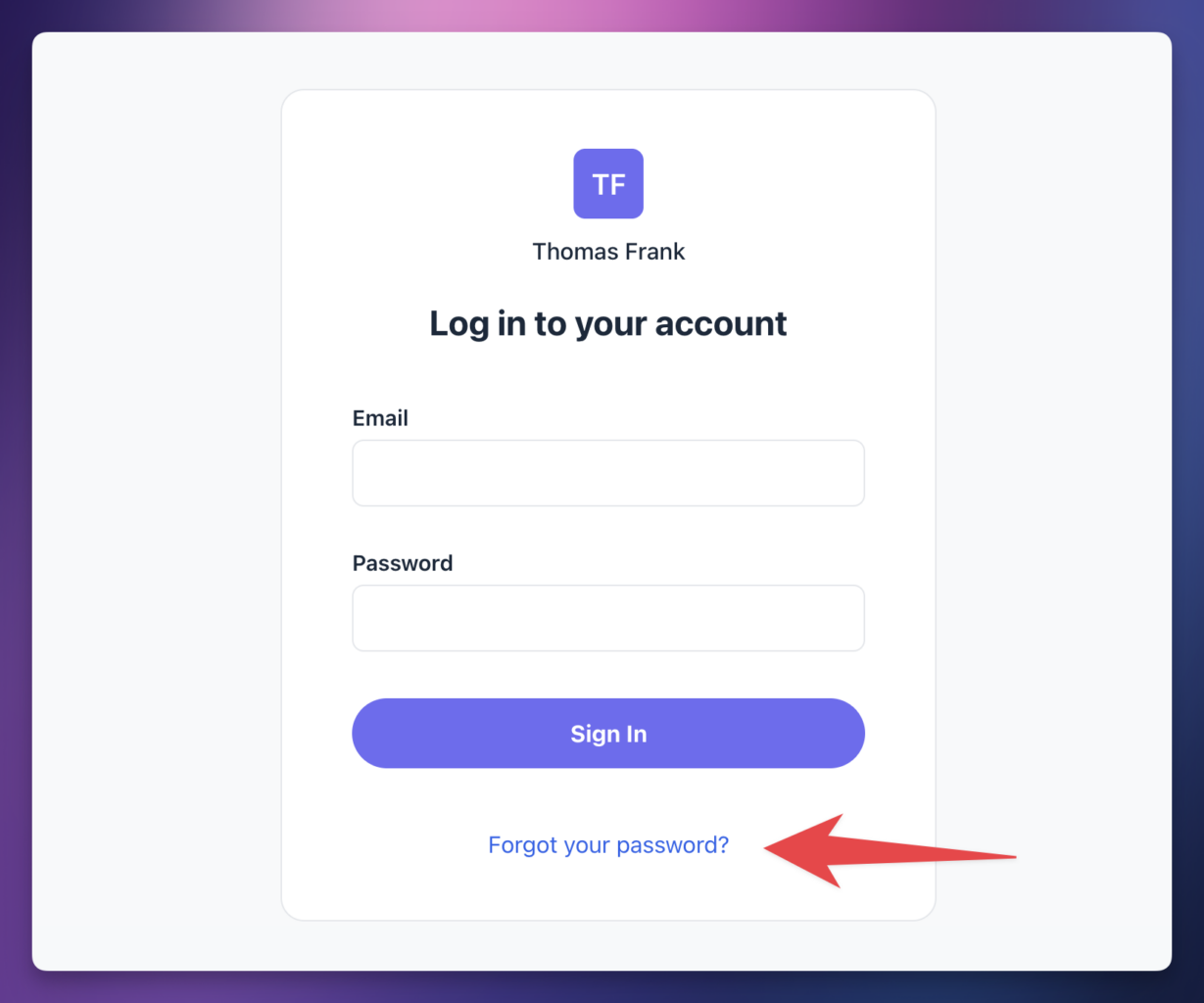 The "Forgot Your Password" link is shown at the bottom of the login screen.